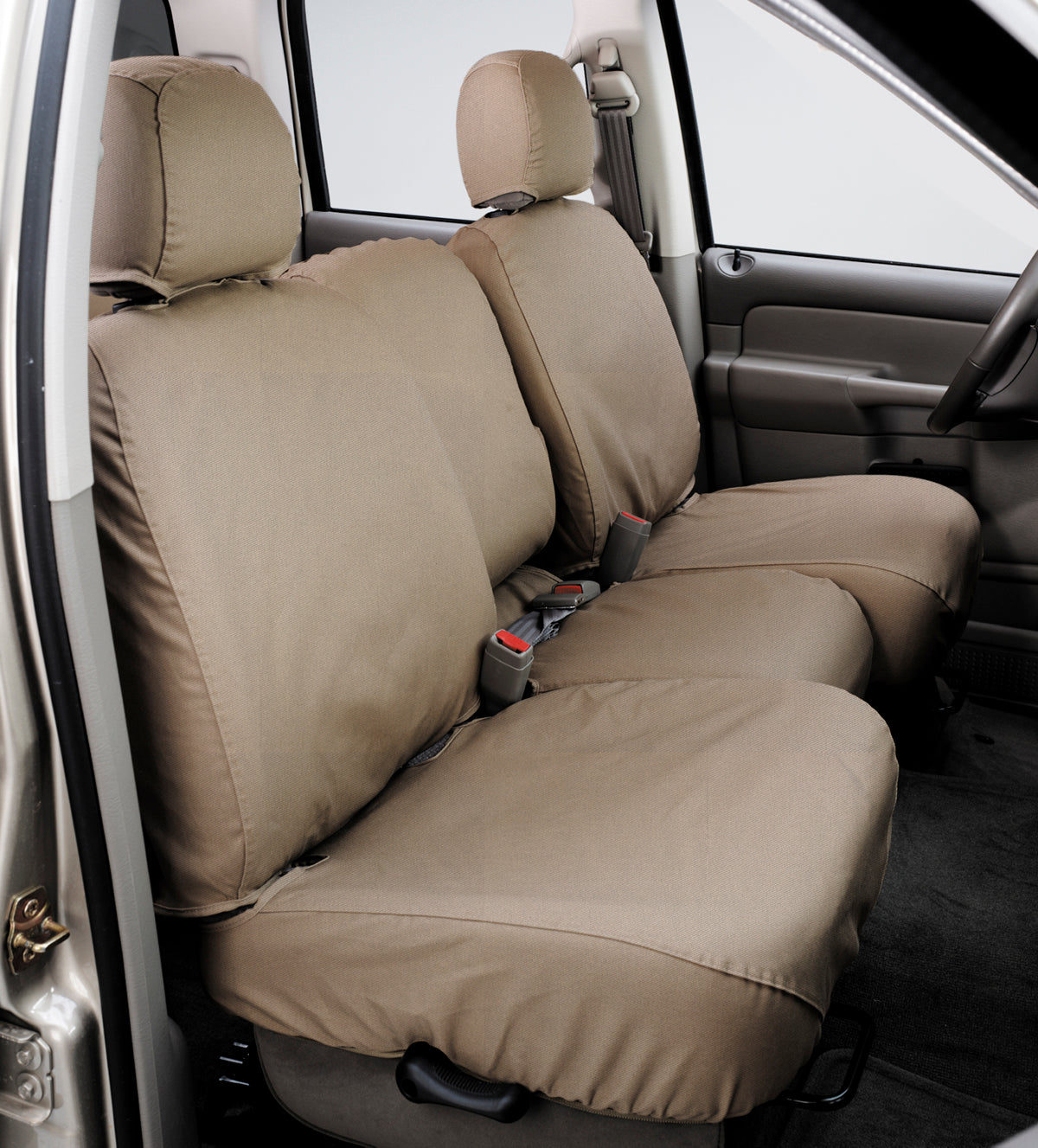 Polycotton SeatSaver Custom Front Row Seat Covers - Taupe - SS3473PCTP - 616 Auto Parts