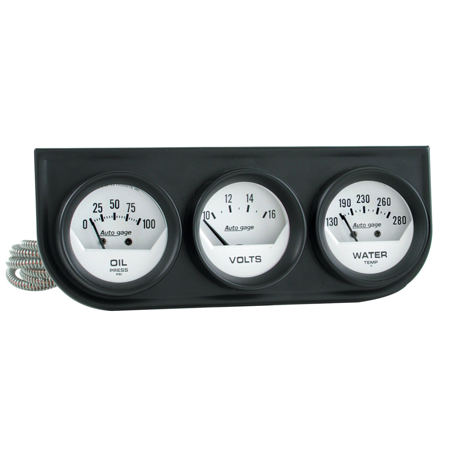 GAUGE CONSOLE, OILP/WTMP/VOLT, 2", 100PSI/280?F/16V, WHT DIAL, BLK BZL, AG - 616 Auto Parts