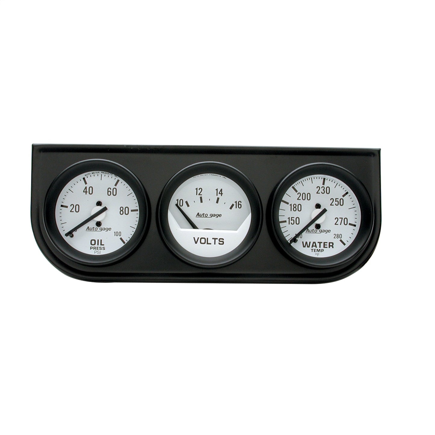 GAUGE CONSOLE, OILP/WTMP/VOLT, 2", 100PSI/280?F/16V, WHT DIAL, BLK BZL, AG - 616 Auto Parts
