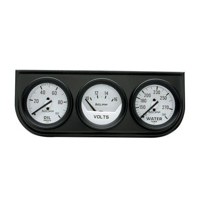 GAUGE CONSOLE, OILP/WTMP/VOLT, 2", 100PSI/280?F/16V, WHT DIAL, BLK BZL, AG - 616 Auto Parts