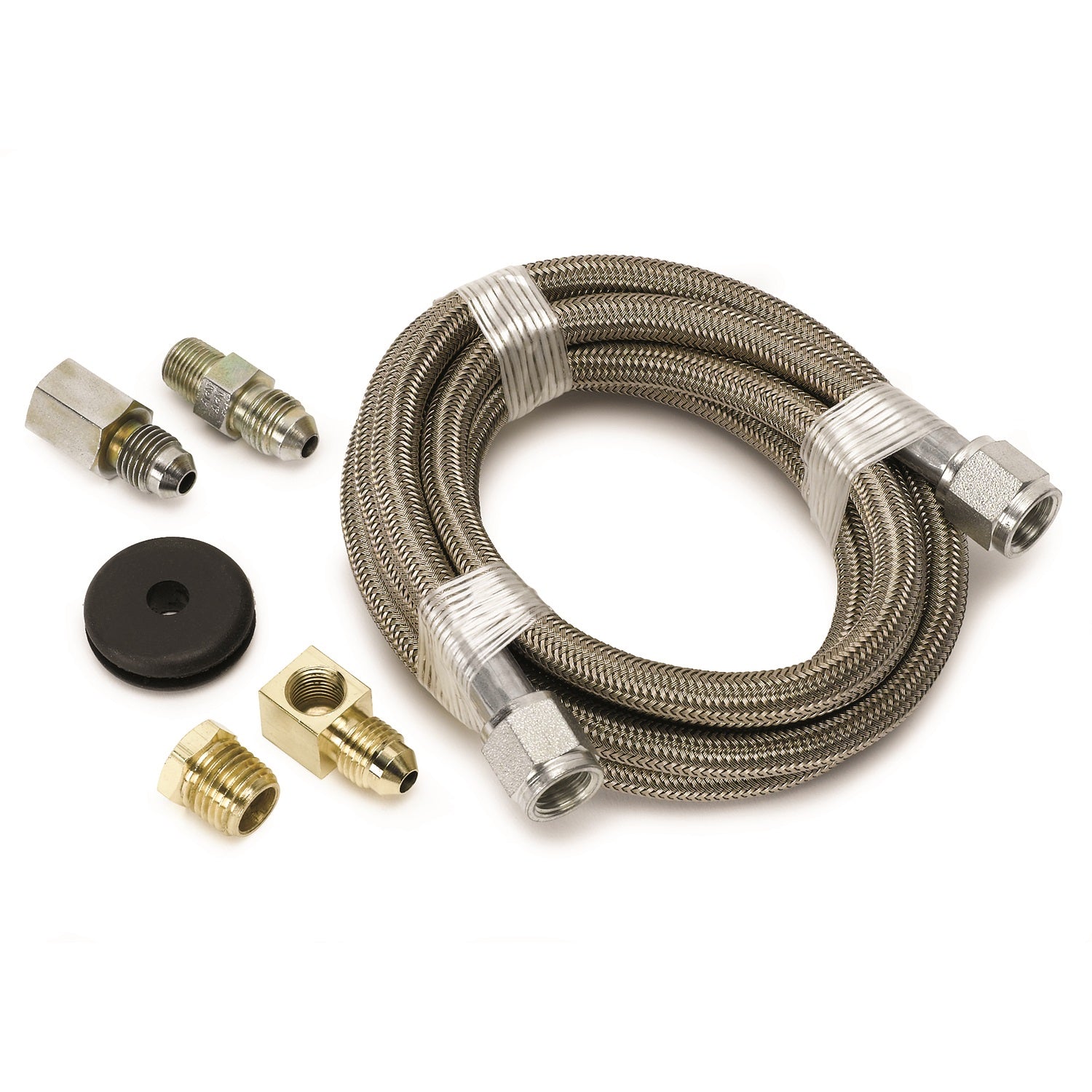 LINE, BRAIDED STAINLESS STEEL, #4 DIA., 6FT. LENGTH, -4AN AND 1/8" NPTF FITTINGS - 616 Auto Parts
