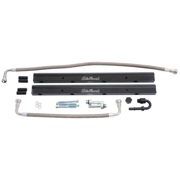 Fuel Injector Rail Kit #3647, -6 AN Black Anodized For Chrysler HEMI 3G-3647 - 616 Auto Parts