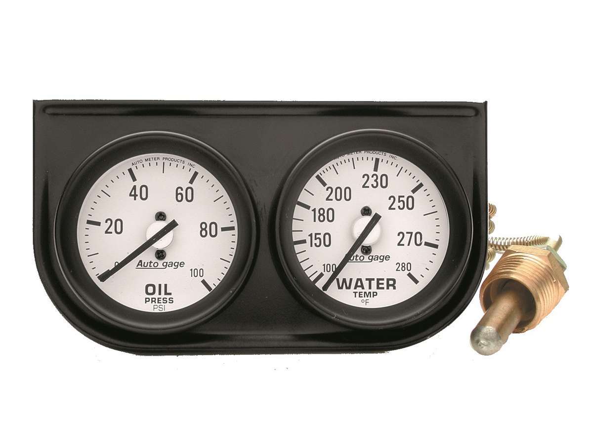GAUGE CONSOLE, OILP/WTMP, 2", 100PSI/280?F, WHT DIAL, BLK BZL, AUTOGAGE - 616 Auto Parts
