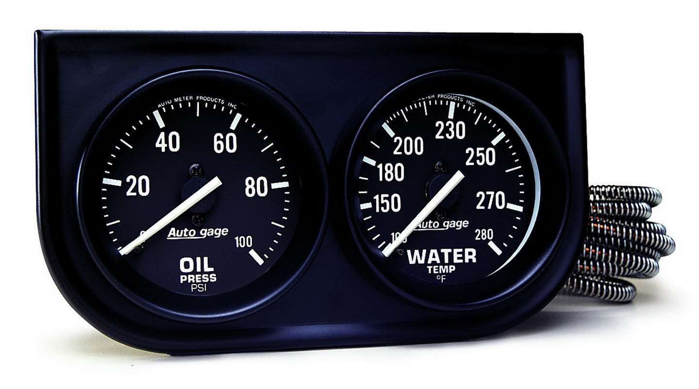 GAUGE CONSOLE, OILP/WTMP, 2", 100PSI/280?F, BLK DIAL, BLK BZL, AUTOGAGE - 616 Auto Parts