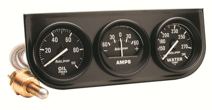 GAUGE CONSOLE, OILP/WTMP/AMP, 2", 100PSI/280?F/60A, BLK DIAL, BLK BZL, AUTOGAGE - 616 Auto Parts
