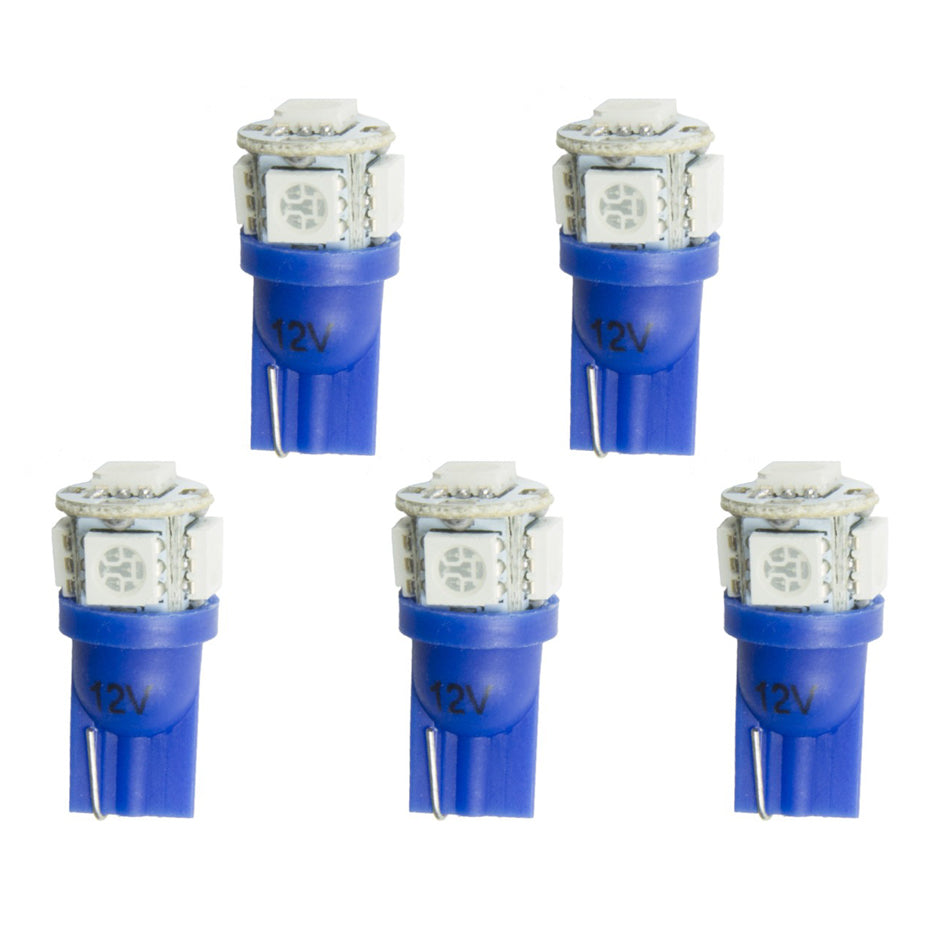 LED BULB, REPLACEMENT, T3 WEDGE, BLUE, 5 PACK - 616 Auto Parts