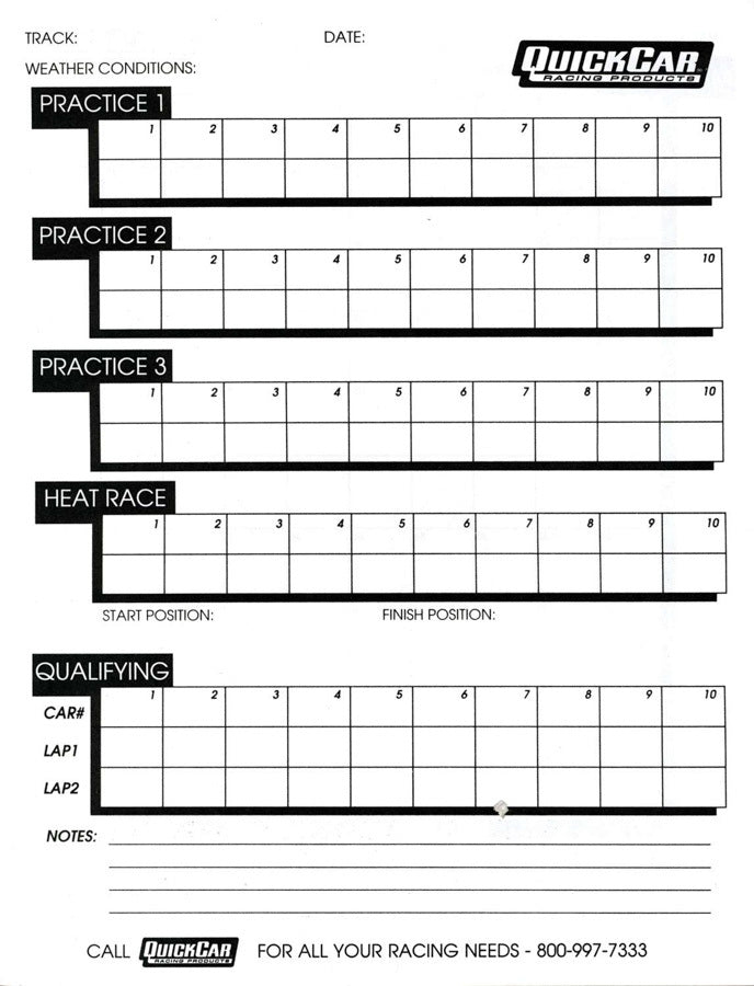 Time Organizer Sheets 100 Lap (50PK) - 616 Auto Parts
