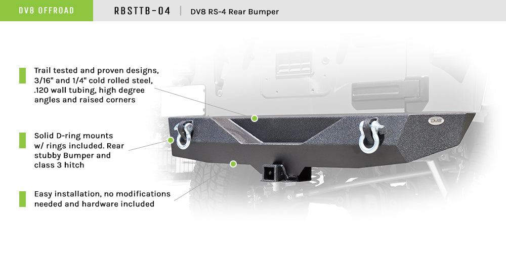 07-18 Jeep JK Jeep Stubby Rear Bumper RS-4 - 616 Auto Parts