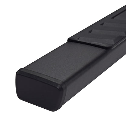 4 Inch Trapezoid Straight Pwdr Ctd Titanium Black Steel Plastic End Caps A4003B - 616 Auto Parts