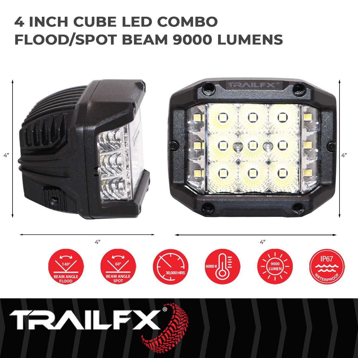 60 Degree Spot/ 140 Degree Flood Beam Combination PODSIDEF - 616 Auto Parts