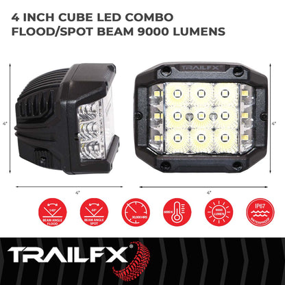 60 Degree Spot/ 140 Degree Flood Beam Combination PODSIDEF - 616 Auto Parts