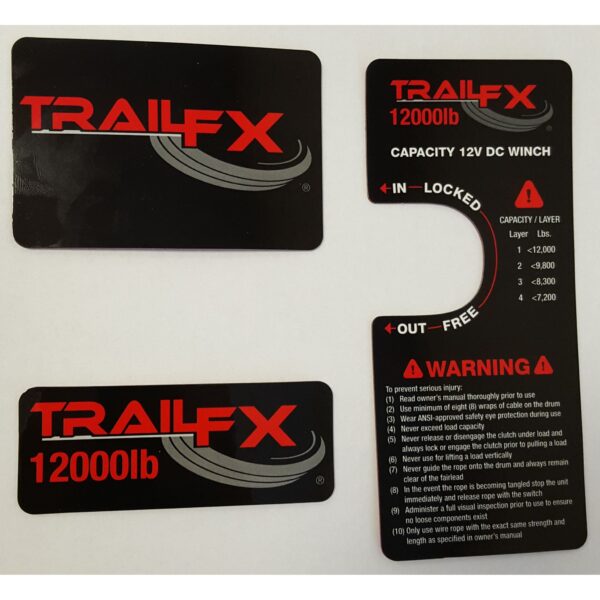 WINCH LABEL Trail FX WINCH DATA STICKER